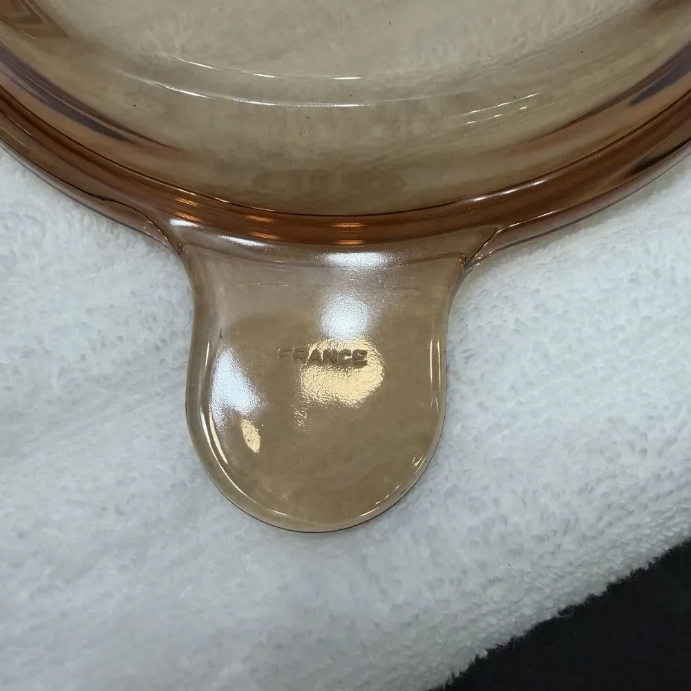 Vintage Vision Corning Amber Covered Casserole Baking Dish w/ Flat Lid France
